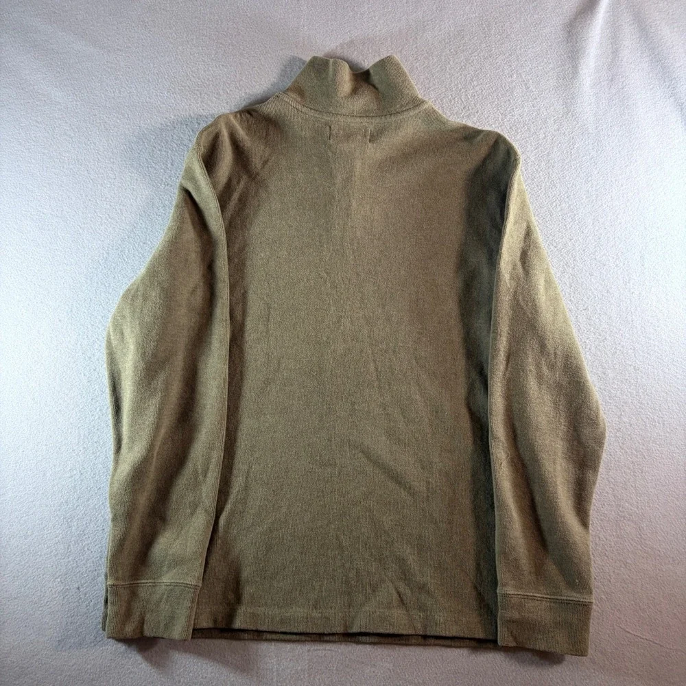 Polo Ralph Lauren Mens Large Olive Green 1/4 Zip Cotton Knit Pullover Sweater
